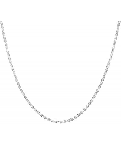 14K Gold Over Sterling Silver 2.5mm Diamond Cut Star Flat Link Chain Necklace- Available in Silver, Yellow Or 3 Colors 20 Sil...