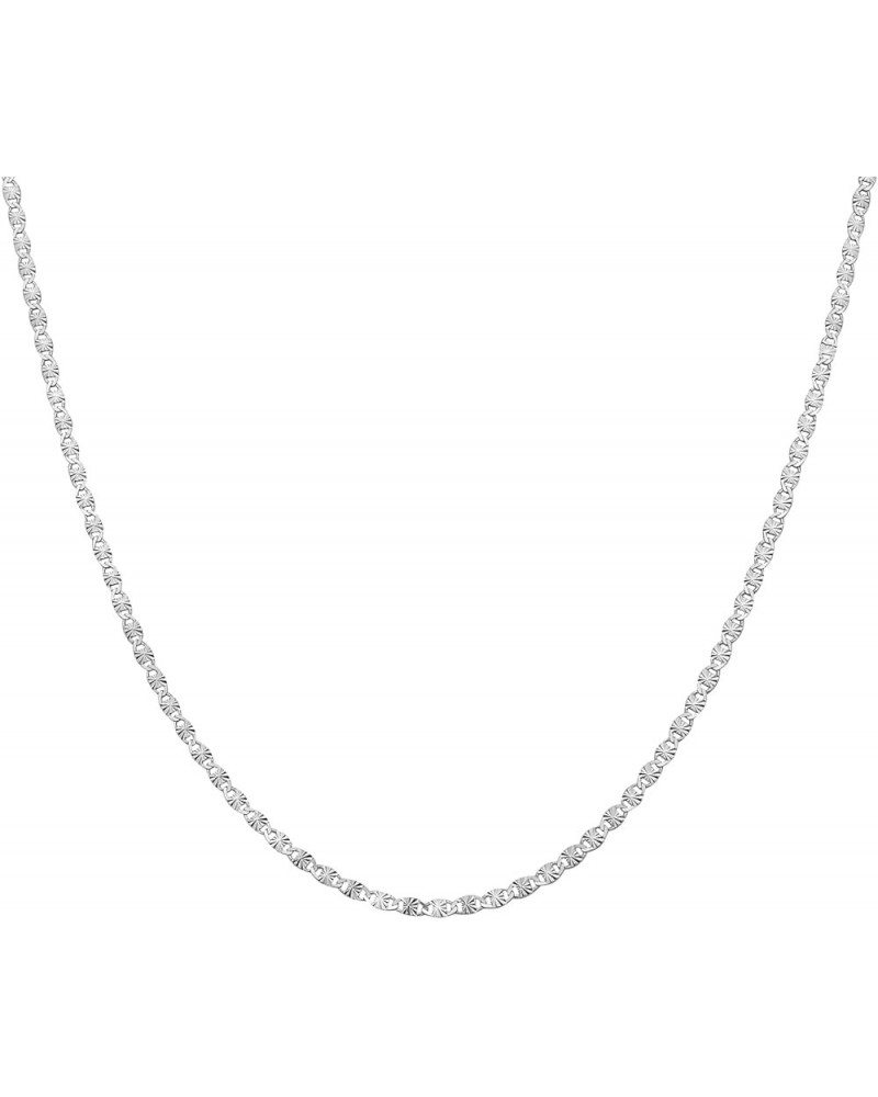 14K Gold Over Sterling Silver 2.5mm Diamond Cut Star Flat Link Chain Necklace- Available in Silver, Yellow Or 3 Colors 20 Sil...