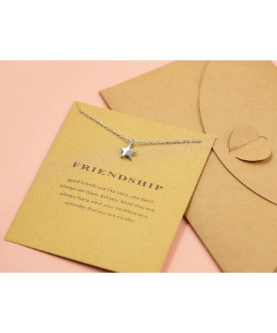 Friendship Anchor Compass Necklace Good Luck Elephant Pendant Chain Necklace with Message Card Gift Card Star 2s $7.83 Necklaces