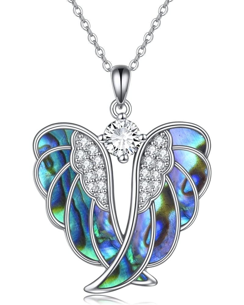 Angel Wings Necklace 925 Sterling Silver Guardian Angel Wings Pendant Necklace Birthstone Necklace for Women Girls Christmas ...