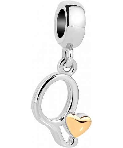 Initial A-Z Letter Charm Golden Heart Alphabet Dangle Beads for Bracelets & Necklaces Q $10.07 Bracelets