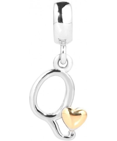 Initial A-Z Letter Charm Golden Heart Alphabet Dangle Beads for Bracelets & Necklaces Q $10.07 Bracelets