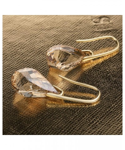 Crystal Teardrop Earrings S925 Sterling Silver Dangle Earrings Gold Plated Earrings for Women Gold $15.40 Earrings