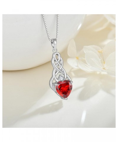 Women Infinity Celtic Knot Necklace Sterling Silver Good Luck Celtic Trinity Love Knot Pendant with Gemstones January - Garne...