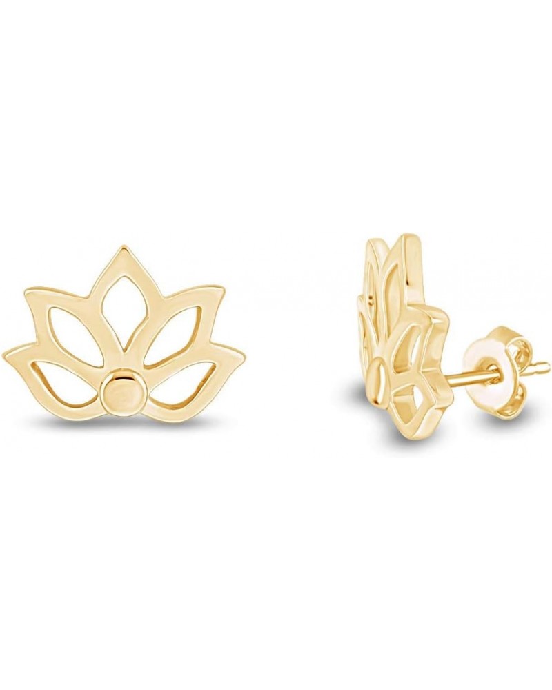 Lotus Flower Stud Earrings in 14k Gold Over Sterling Silver yellow-gold-plated-silver $24.96 Earrings