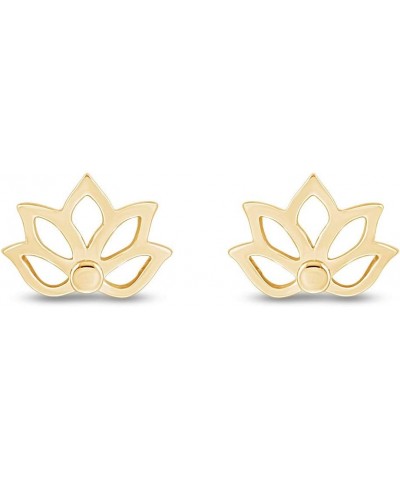 Lotus Flower Stud Earrings in 14k Gold Over Sterling Silver yellow-gold-plated-silver $24.96 Earrings