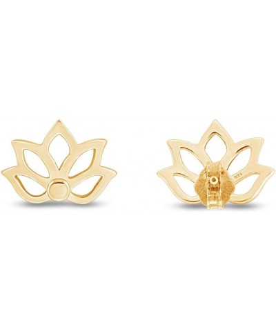 Lotus Flower Stud Earrings in 14k Gold Over Sterling Silver yellow-gold-plated-silver $24.96 Earrings