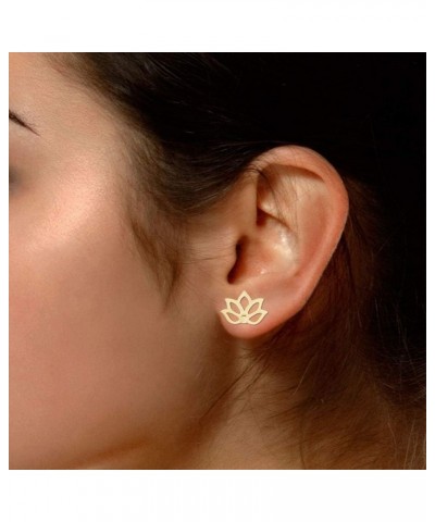 Lotus Flower Stud Earrings in 14k Gold Over Sterling Silver yellow-gold-plated-silver $24.96 Earrings