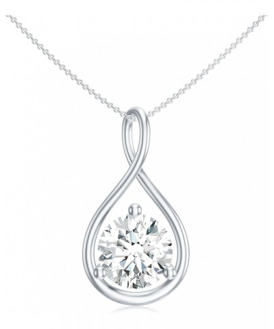 Lab Created Moissanite Infinity Solitaire Pendant Necklace for Women in Sterling Silver / 14K Solid Gold 8MM Platinum $43.68 ...