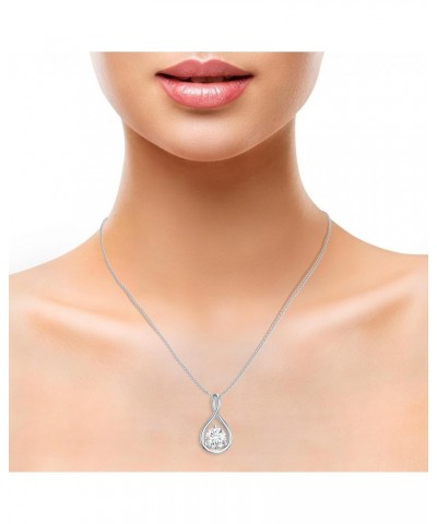 Lab Created Moissanite Infinity Solitaire Pendant Necklace for Women in Sterling Silver / 14K Solid Gold 8MM Platinum $43.68 ...