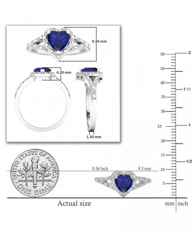 6mm Heart Lab Created Gemstone & White Diamond Engagement Ring in 925 Sterling Silver 6.5 925 Sterling Silver Lab-created Blu...