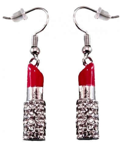 Designer Look Crystal Red Lipstick 3D Earrings Gift Boxed Fashion Jewelry $9.60 Earrings