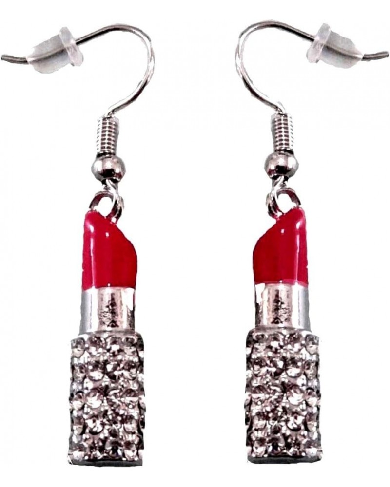 Designer Look Crystal Red Lipstick 3D Earrings Gift Boxed Fashion Jewelry $9.60 Earrings