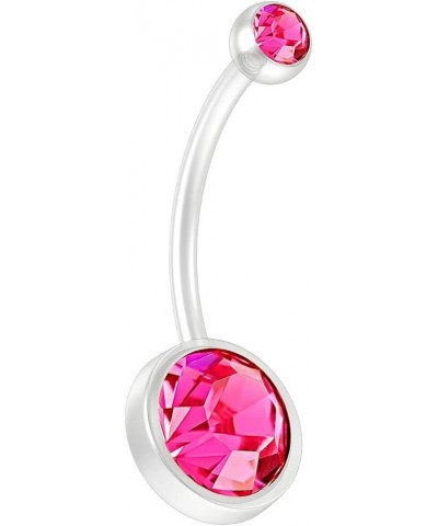 14g CZ Crystal Flexible BioFlex Belly Button Ring Piercing Navel Gem Bar Bendable Bioplast 16mm Rose $7.50 Body Jewelry