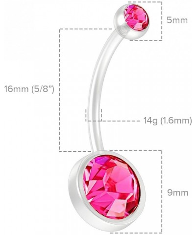 14g CZ Crystal Flexible BioFlex Belly Button Ring Piercing Navel Gem Bar Bendable Bioplast 16mm Rose $7.50 Body Jewelry