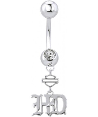 Harley-Davidson Women's Old English Script Bar & Shield Drop Belly Ring HDZ0063 $22.34 Body Jewelry