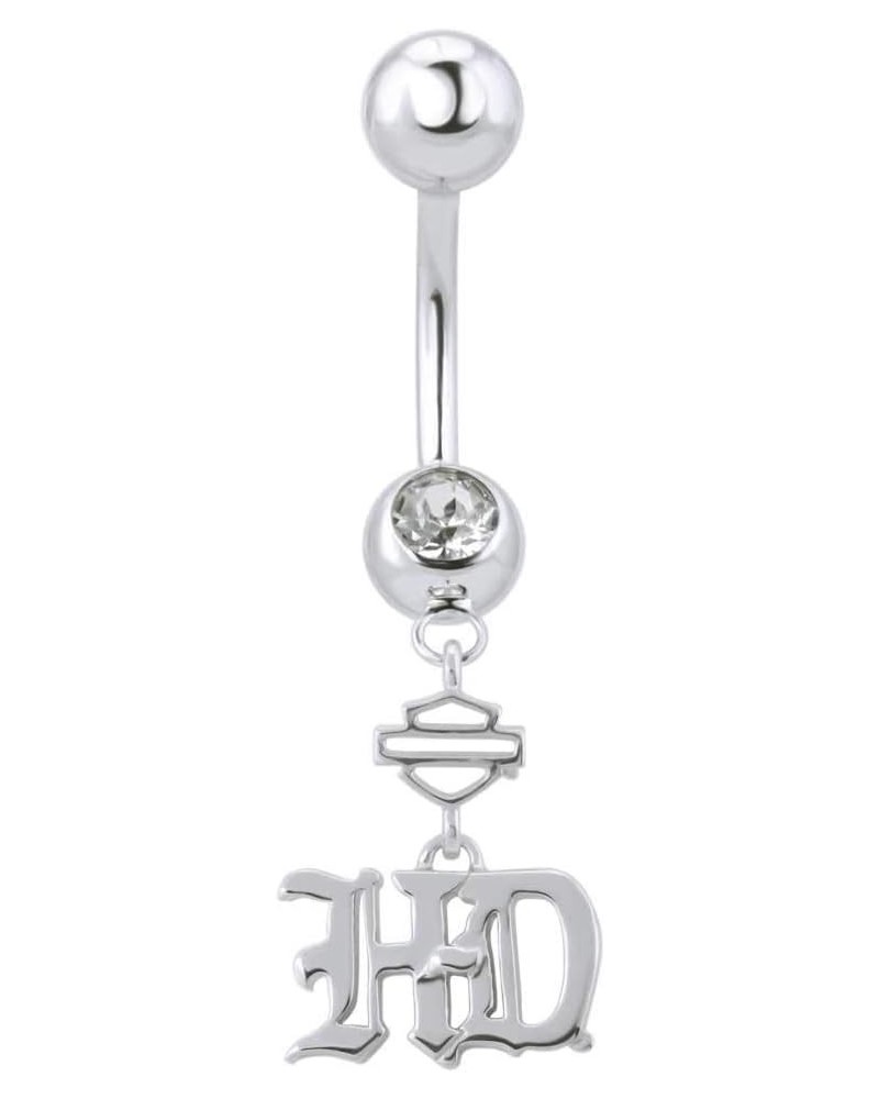 Harley-Davidson Women's Old English Script Bar & Shield Drop Belly Ring HDZ0063 $22.34 Body Jewelry