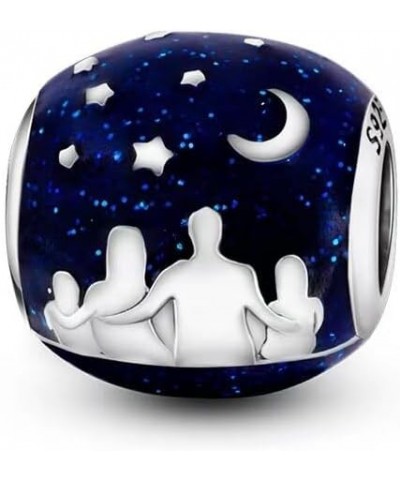 925 Sterling Silver Astronaut Galaxy Star Crescent Moon Murano Bead Charms Fit al Pandora Bracelet DIY Women Gift Jewelry SS3...