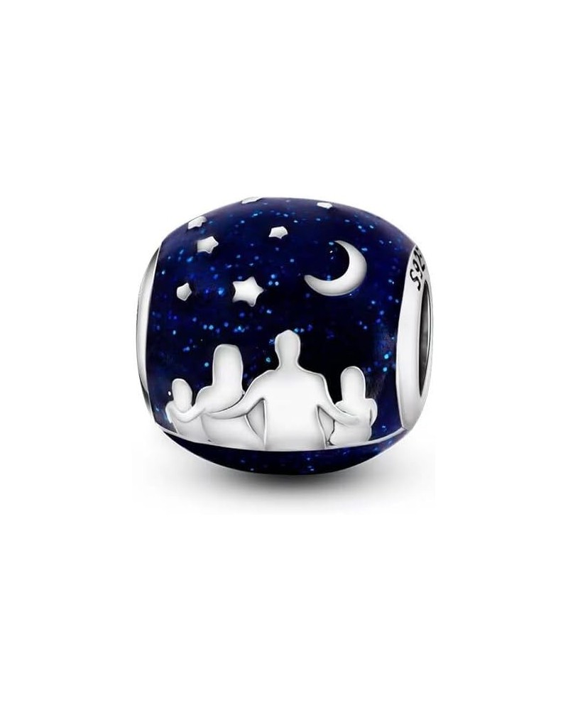 925 Sterling Silver Astronaut Galaxy Star Crescent Moon Murano Bead Charms Fit al Pandora Bracelet DIY Women Gift Jewelry SS3...