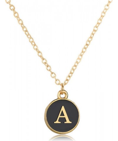 Initial Necklace, A-Z Coin Pendant Personalized Monogram Name Letter Necklace for Women Teen Girls, Double Side Enamel Simple...