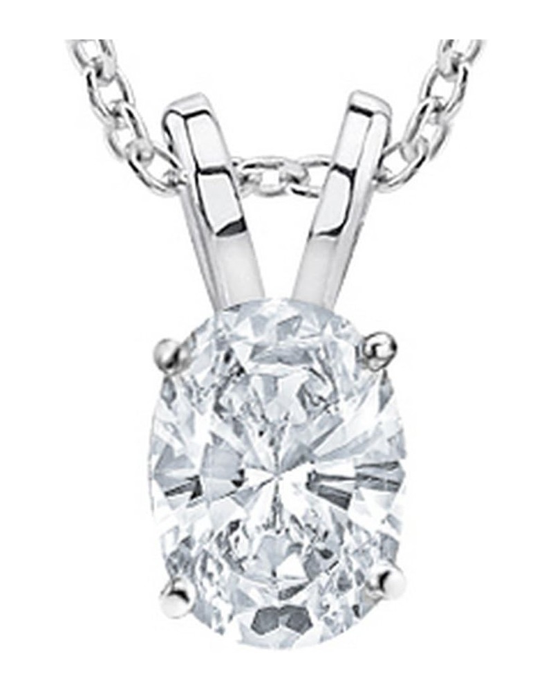 IGI Certified LAB-GROWN Oval Cut Diamond Pendant Necklace 4 Prong Premium Collection (E-F Color, SI1-SI2 Clarity Ideal Cut) +...