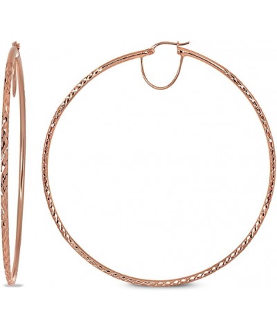 Rose Gold Flash Sterling Silver Diamond-Cut Round Large Hoop Earrings for Women Girls (2x50mm - 70mm Diameter) 70mm-2 3/4 $16...