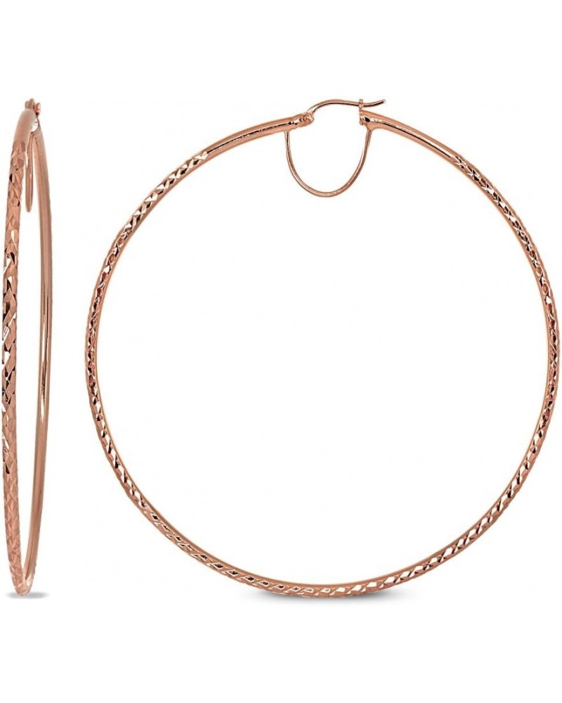 Rose Gold Flash Sterling Silver Diamond-Cut Round Large Hoop Earrings for Women Girls (2x50mm - 70mm Diameter) 70mm-2 3/4 $16...