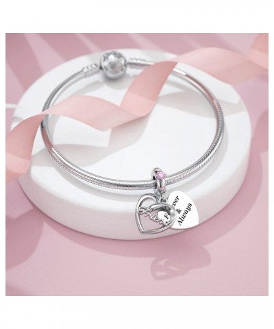 Sister Mother Daughter Wife Charms for Pandora Bracelet Forever Always Love Charm for Birthday Christmas Sterling Silver Dang...