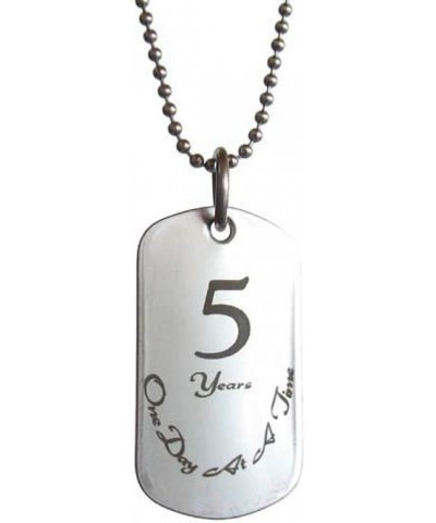 5 Year Sobriety Anniversary Stainless Steel Dog Tag Necklace for Sober Birthday AA Alcoholics Anonyous NA Narcotics Anonymous...