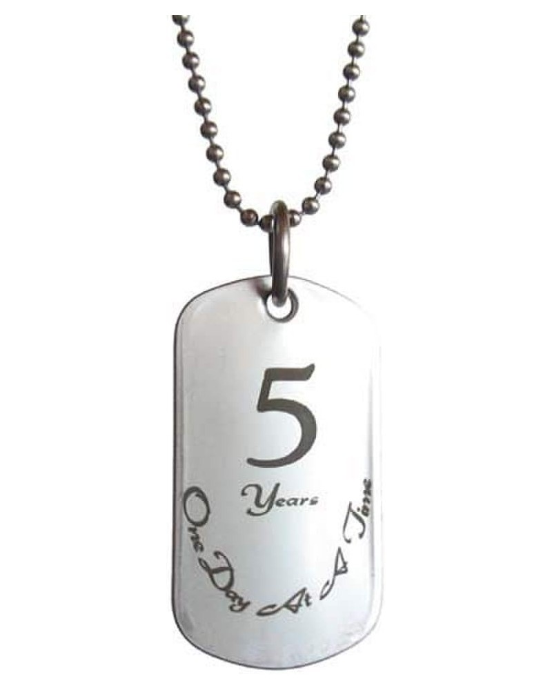 5 Year Sobriety Anniversary Stainless Steel Dog Tag Necklace for Sober Birthday AA Alcoholics Anonyous NA Narcotics Anonymous...