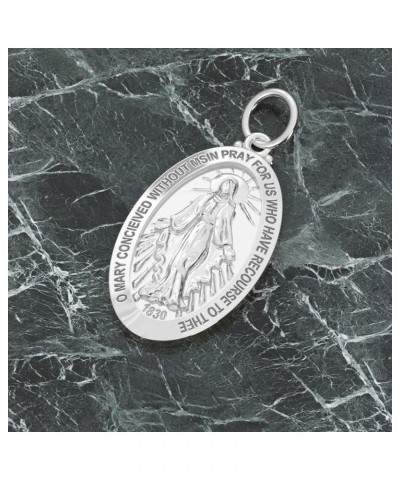 Ladies 26mm Polished 925 Sterling Silver Large Virgin Mary Pendant Necklace, 18in to 24in 18in 2.2mm Box Chain $31.04 Necklaces