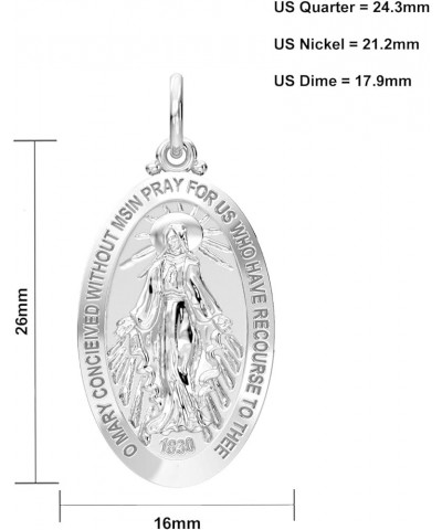 Ladies 26mm Polished 925 Sterling Silver Large Virgin Mary Pendant Necklace, 18in to 24in 18in 2.2mm Box Chain $31.04 Necklaces