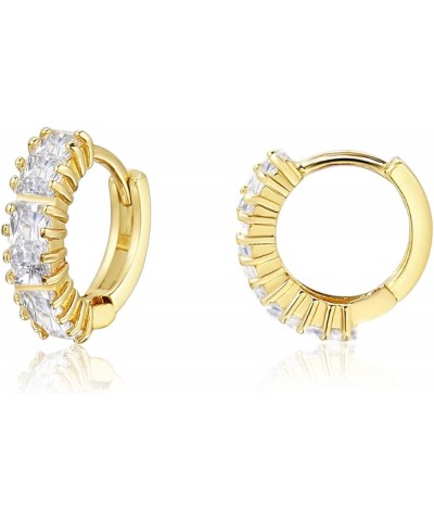 Gold Plated Huggie Hoop Earrings For Women Cubic Zirconia Lightweight Style 4 $9.68 Earrings