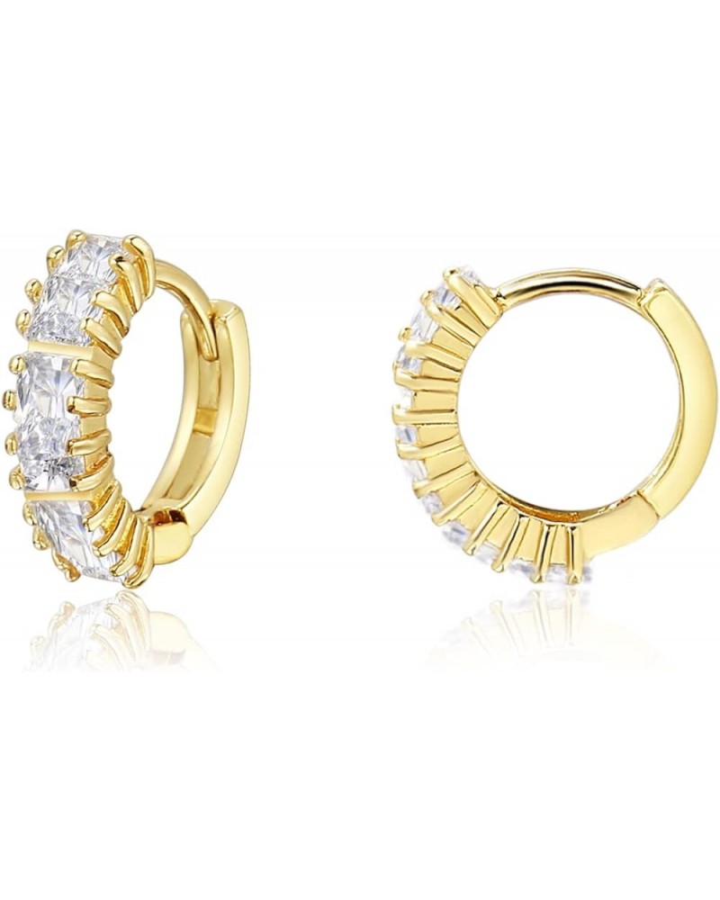 Gold Plated Huggie Hoop Earrings For Women Cubic Zirconia Lightweight Style 4 $9.68 Earrings