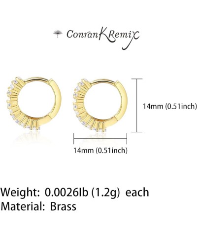 Gold Plated Huggie Hoop Earrings For Women Cubic Zirconia Lightweight Style 4 $9.68 Earrings