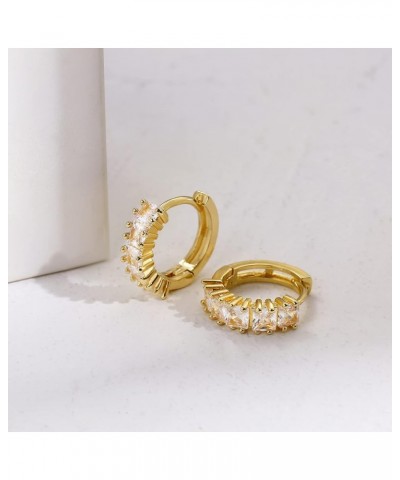 Gold Plated Huggie Hoop Earrings For Women Cubic Zirconia Lightweight Style 4 $9.68 Earrings