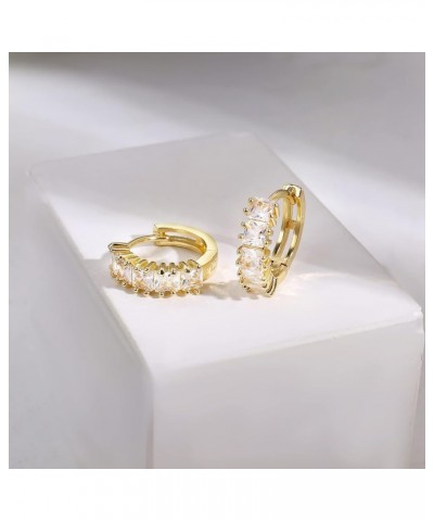 Gold Plated Huggie Hoop Earrings For Women Cubic Zirconia Lightweight Style 4 $9.68 Earrings