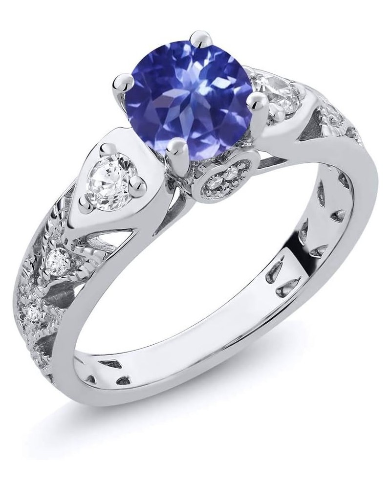 925 Sterling Silver Blue Tanzanite Engagement Ring For Women (2.16 Cttw, Round Cut 6MM, Gemstone Birthstone, Available In Siz...