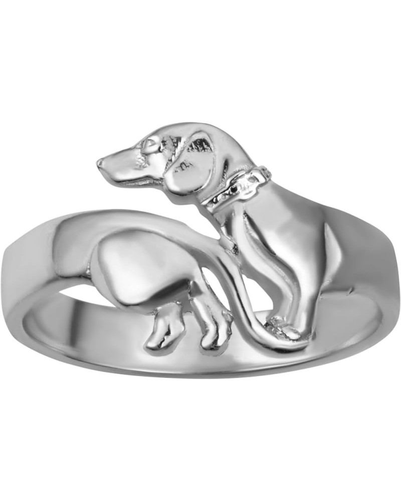 Unisex 10K or 14K Pet Lovers Dachshund Dog Band Ring Available in Yellow Rose and White Gold with multiple ring sizes B. 10K ...