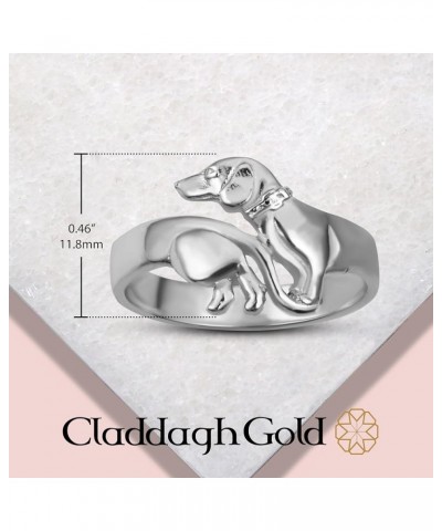 Unisex 10K or 14K Pet Lovers Dachshund Dog Band Ring Available in Yellow Rose and White Gold with multiple ring sizes B. 10K ...