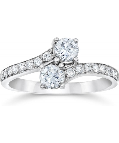 1CT 2 Stone Forever Us Lab Created Diamond Engagement Ring 14k White Gold $181.80 Rings