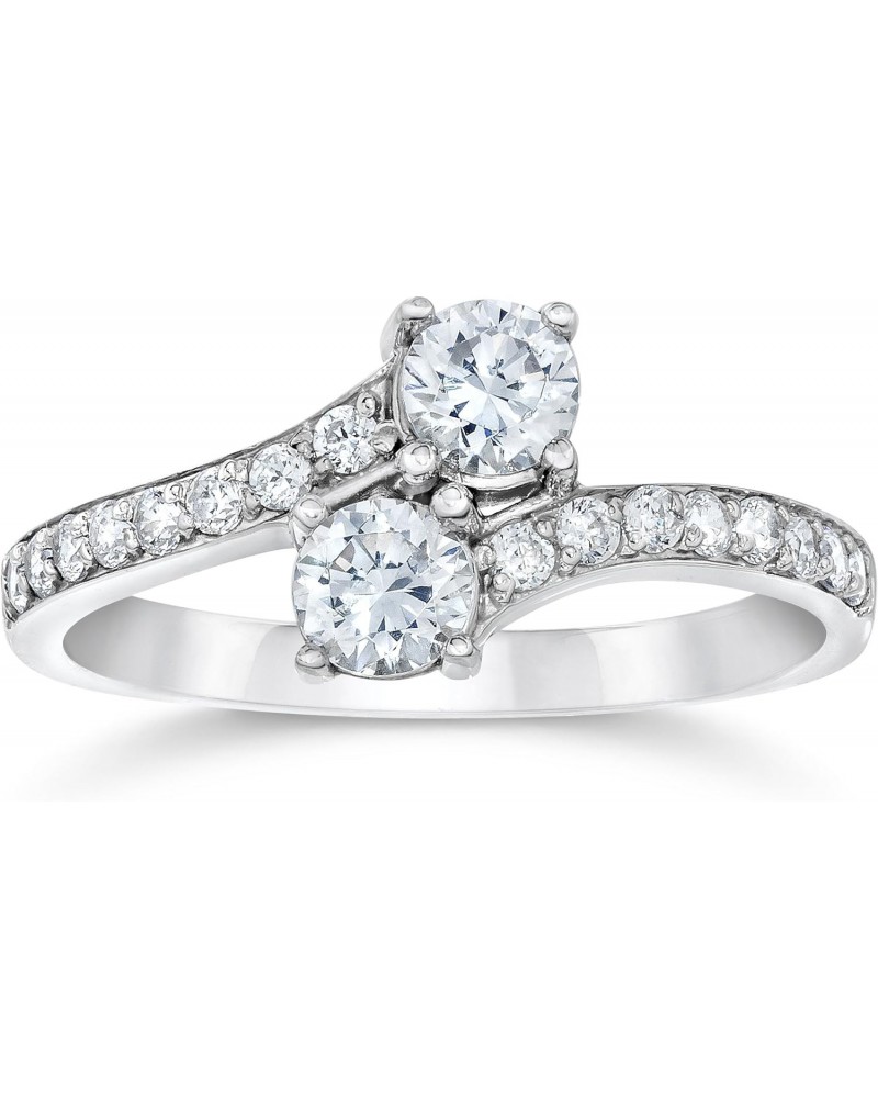 1CT 2 Stone Forever Us Lab Created Diamond Engagement Ring 14k White Gold $181.80 Rings