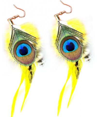 Colorful Mardi Gras Feather Dangle Earrings Purple Yellow Green Carnival Earrings for Women Girls Jewelry C $4.84 Earrings