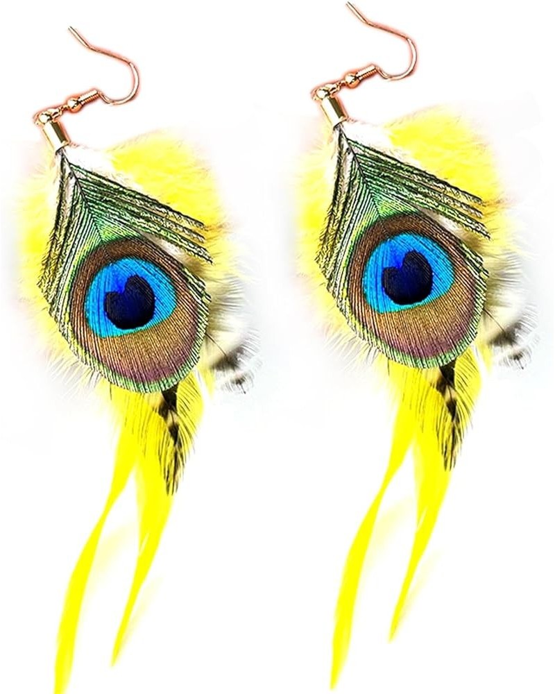 Colorful Mardi Gras Feather Dangle Earrings Purple Yellow Green Carnival Earrings for Women Girls Jewelry C $4.84 Earrings