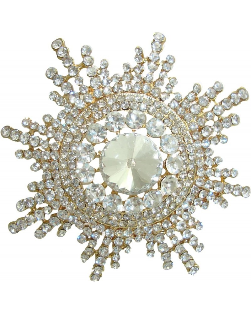 TTjewelry Elegant Snowflake Flower Clear Rhinestone Crystal Brooch Pin Bride Bridesmaid Wedding Jewelry White Gold-tone $10.5...