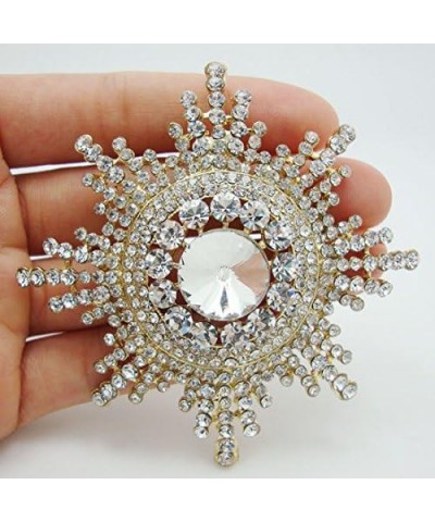 TTjewelry Elegant Snowflake Flower Clear Rhinestone Crystal Brooch Pin Bride Bridesmaid Wedding Jewelry White Gold-tone $10.5...