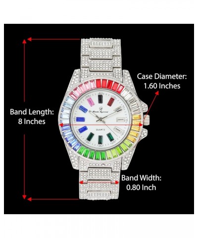 Women's Baguette Cut Rainbow Iced Out Watch combs of you choices With Bling'ed Out Tennis Bracelet or Necklace with Matching ...