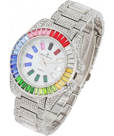 Women's Baguette Cut Rainbow Iced Out Watch combs of you choices With Bling'ed Out Tennis Bracelet or Necklace with Matching ...