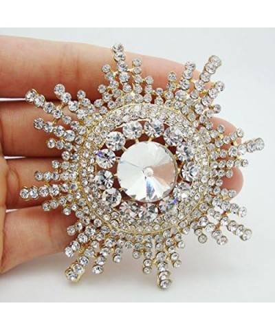 TTjewelry Elegant Snowflake Flower Clear Rhinestone Crystal Brooch Pin Bride Bridesmaid Wedding Jewelry White Gold-tone $10.5...