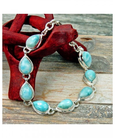 Larimar Bracelet Sterling Silver & Genuine Dominican Larimar Bracelet, Adjustable From 7"-7.75 $45.60 Bracelets